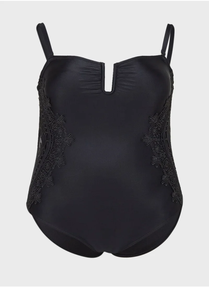 River Island Plus Applique Bandeau Swimsuit