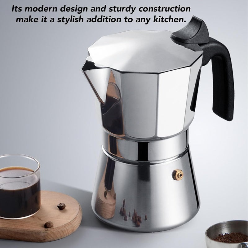 Haofy Stovetop Coffee Maker Pot 3 Cup Crafted from Stainless Steel with Uniform Heat Distribution for Gas Stove and Induction Cooker (3 Cups 150ML) - Image 4