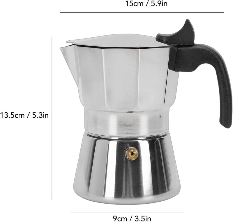 Haofy Stovetop Coffee Maker Pot 3 Cup Crafted from Stainless Steel with Uniform Heat Distribution for Gas Stove and Induction Cooker (3 Cups 150ML) - Image 5