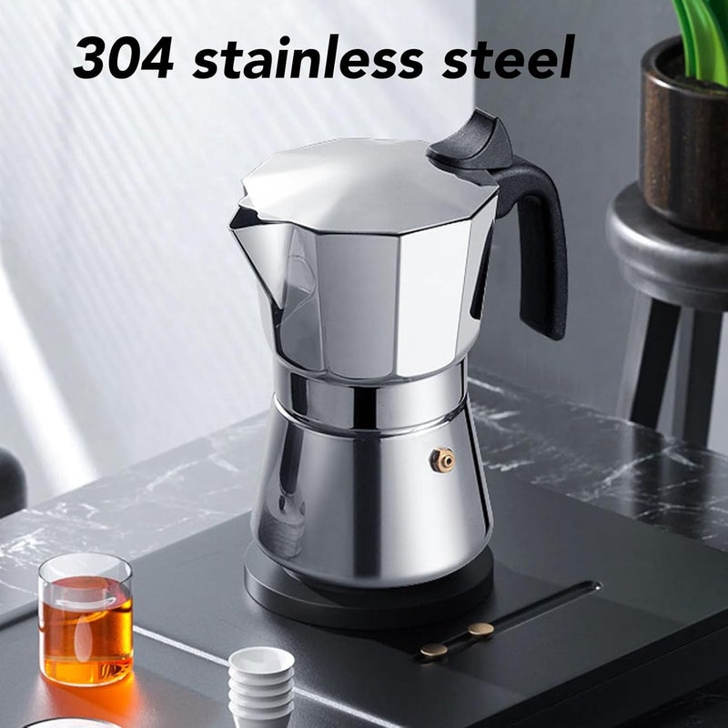 Haofy Stovetop Coffee Maker Pot 3 Cup Crafted from Stainless Steel with Uniform Heat Distribution for Gas Stove and Induction Cooker (3 Cups 150ML) - Image 3