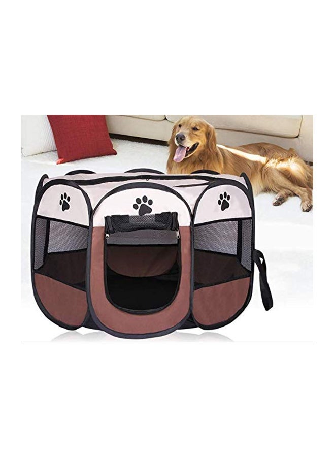 NIBEMINENT Foldable Pet Playpen Cage Brown/White/Black S - Image 3