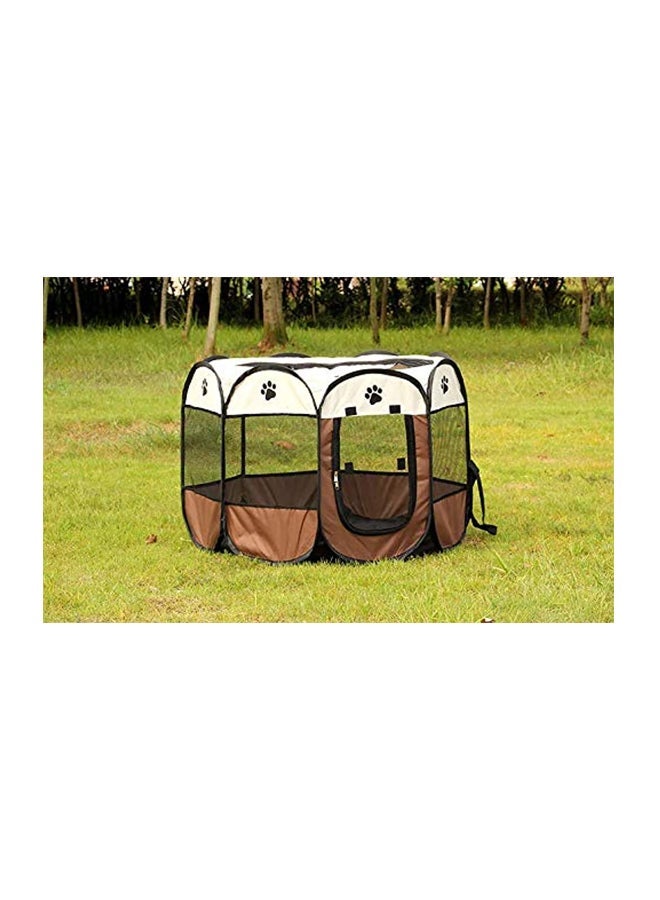 NIBEMINENT Foldable Pet Playpen Cage Brown/White/Black S - Image 4