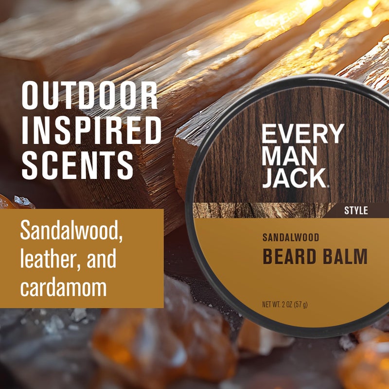 Every Man Jack Beard Balm - Moisturize, Strengthen And Style Your Beard w/Medium Hold - Light Sandalwood Scent - Made w/Naturally Derived Ingredients like Candelilla Wax and Shea Butter - 2 oz - Image 3