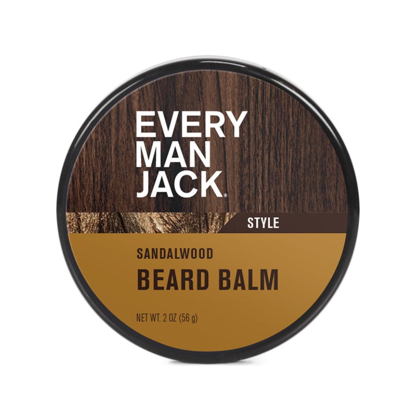 Every Man Jack Beard Balm - Moisturize, Strengthen And Style Your Beard w/Medium Hold - Light Sandalwood Scent - Made w/Naturally Derived Ingredients like Candelilla Wax and Shea Butter - 2 oz - Image 1