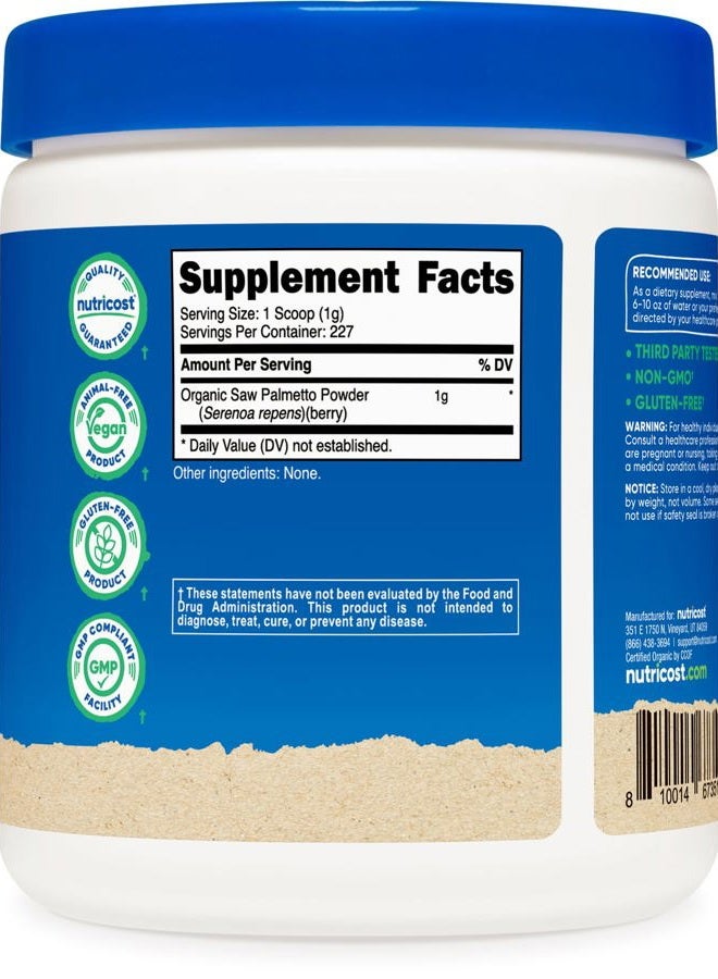 Nutricost Organic Saw Palmetto Powder 8oz - Certified USDA Organic Saw Palmetto, Gluten Free - Image 4