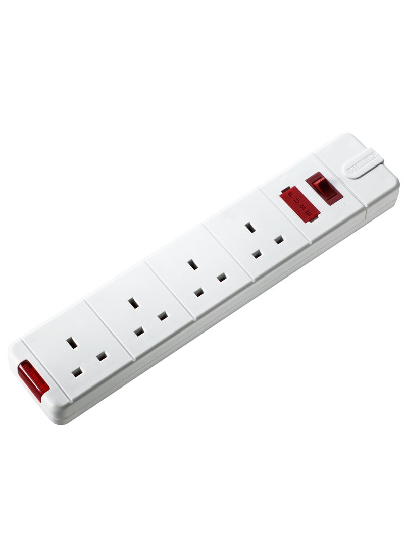 MASTERPLUG Heavy Duty Extension Lead 4 Meter 4 Sockets 13A-White  - Image 1