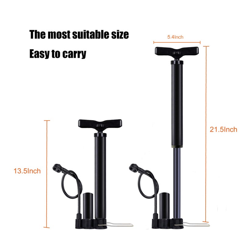VIMILOLO Bicycle Pump, Bike Floor Pump Inflator for Presta and Schrader Valve Portable Tire Pumps for Ball Bike Pumps - Image 2