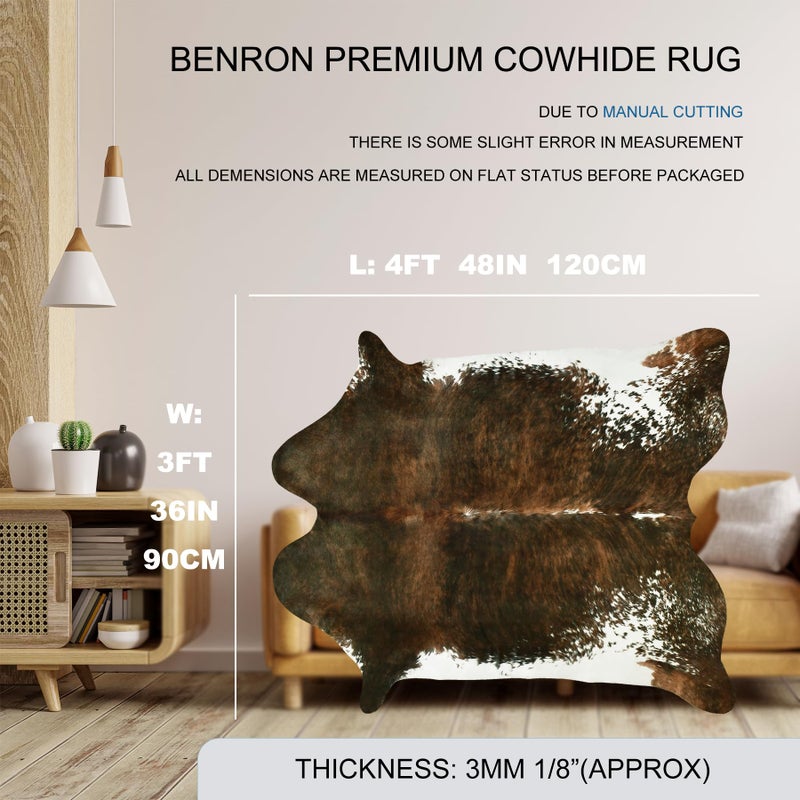 BENRON البقرة إخفاء البساط 3x4ft لطيف منطقة الحيوان البساط رقيقة جدا فو جلد البقر البساط زلق دليل البقر طباعة السجاد لغرفة النوم السجاد الجدول توبر الديكور الغربي السجاد الجلد الزيتون الأخضر - Image 3