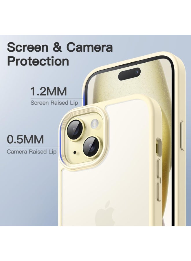 JETech Matte Cover Case for iPhone 15 6.1-Inch, Shockproof Military Grade Drop Protection, Frosted Translucent Back Phone Cover, Anti-Fingerprint (Yellow) - Image 3