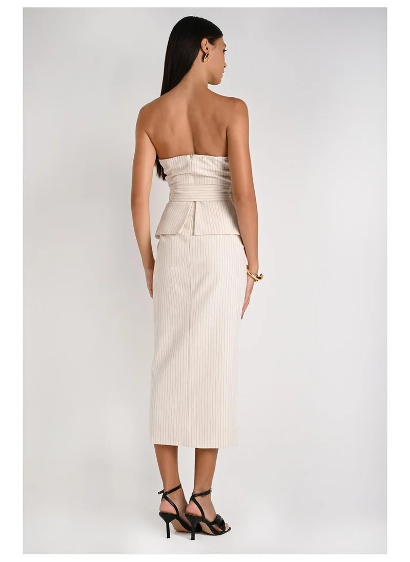 Carmen Steffens  Striped Strapless Midi Dress for Women | Best Price UAE