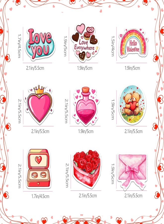 CUUSNNY 100 PCS Valentine's Day Stickers, Vinyl Waterproof Love Hearts for Scrapbook, Laptop, Water Bottle, Luggage and Gift Decoration - Image 2