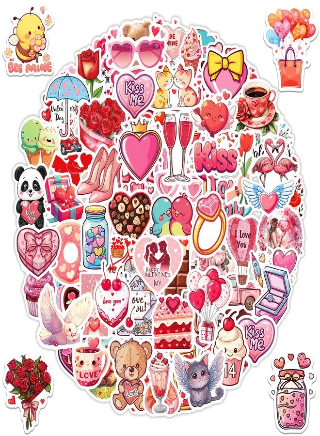 CUUSNNY 100 PCS Valentine's Day Stickers, Vinyl Waterproof Love Hearts for Scrapbook, Laptop, Water Bottle, Luggage and Gift Decoration - Image 1