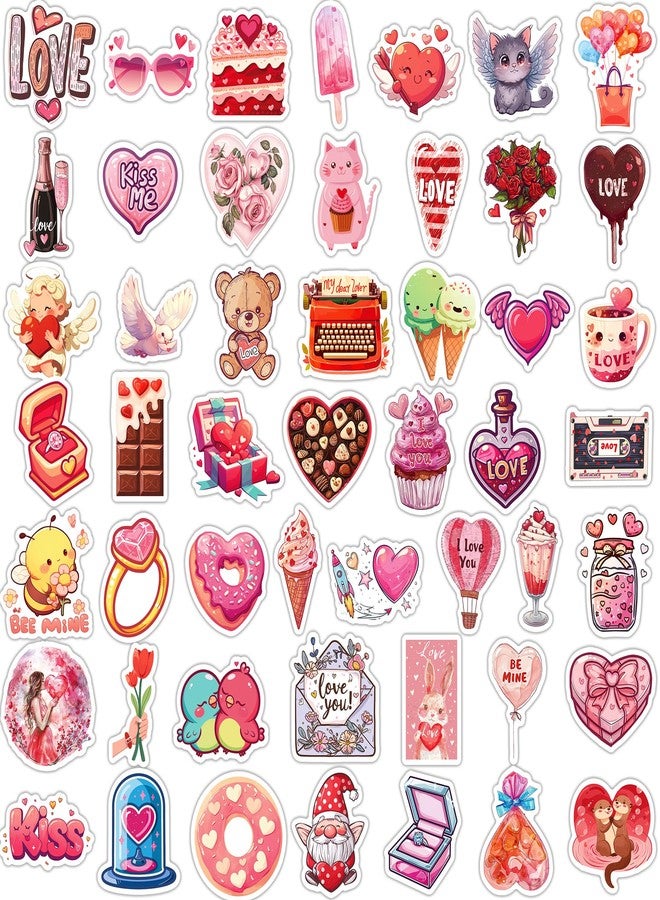 CUUSNNY 100 PCS Valentine's Day Stickers, Vinyl Waterproof Love Hearts for Scrapbook, Laptop, Water Bottle, Luggage and Gift Decoration - Image 4