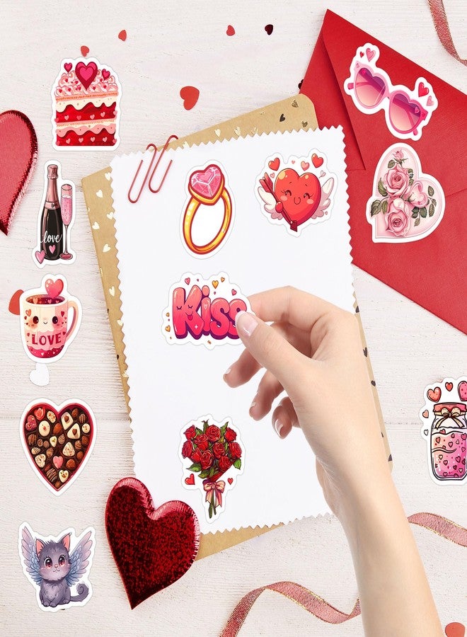 CUUSNNY 100 PCS Valentine's Day Stickers, Vinyl Waterproof Love Hearts for Scrapbook, Laptop, Water Bottle, Luggage and Gift Decoration - Image 5