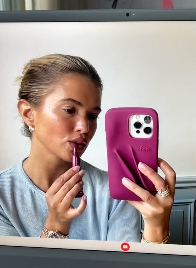 rhode Peptide Lip Color Silicone Phone Case, Phone Back Adhesive Lip Holder, Liquid Silicone Camera Protection Case and Lip Balm Design, Suitable for IPhone 16 Pro Max - Raspberry Jelly ﻿  - Image 4