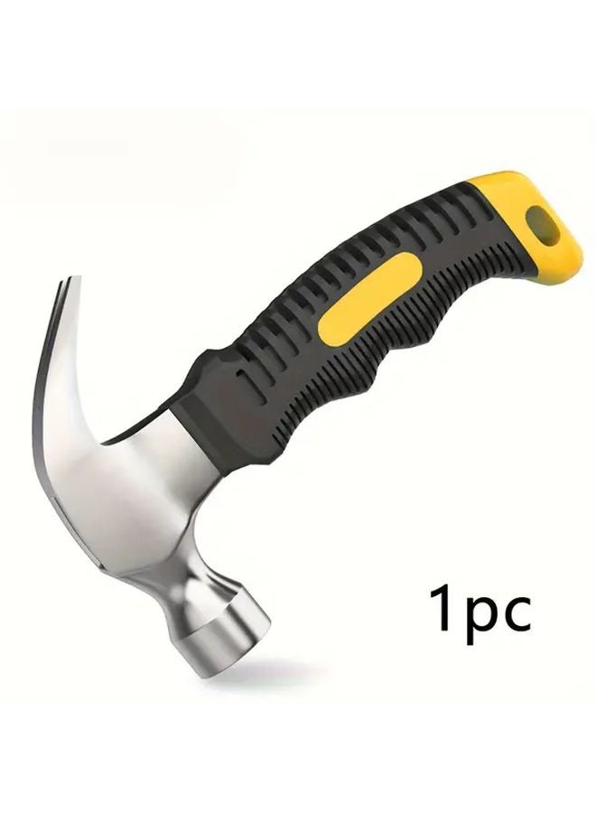 Silvery Mini Rubber Grip Hammer High Carbon Steel Portable Claw Tool Home Repair - Image 1