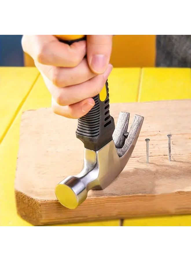Silvery Mini Rubber Grip Hammer High Carbon Steel Portable Claw Tool Home Repair - Image 4