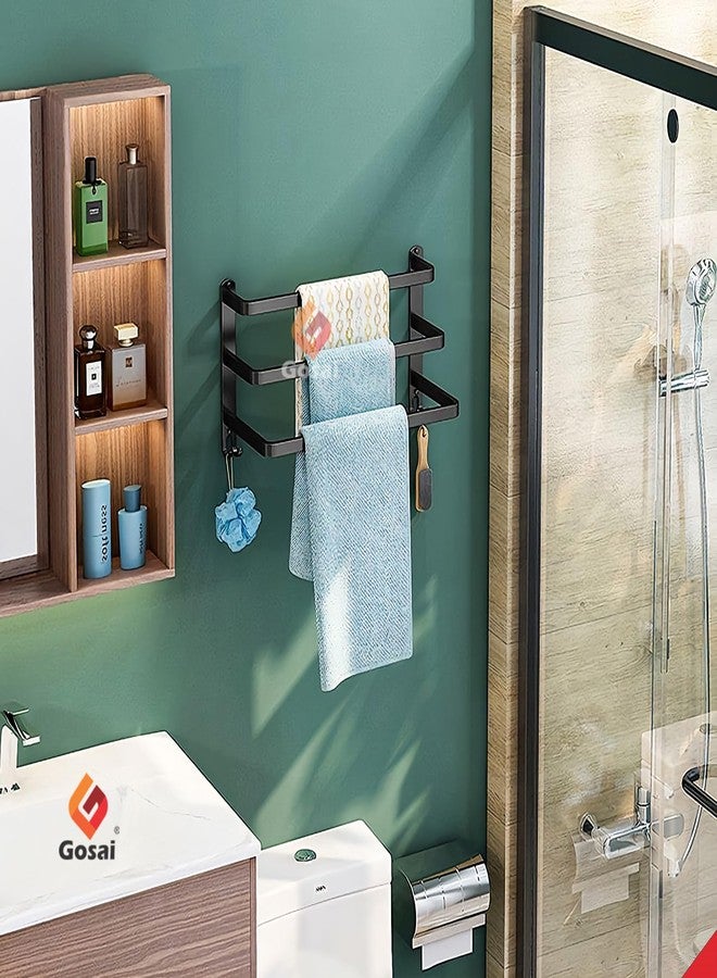 GOSAI Self Adhesive Towel Holder Bathroom Accessories Stainless Steel 3-Tier Towel Rack Towel Rack Rack Shelf for Bathroom Towel Holder Towel Rail Towel Hanger for Kitchen Towel Stand (Black,16 inch) - Image 4