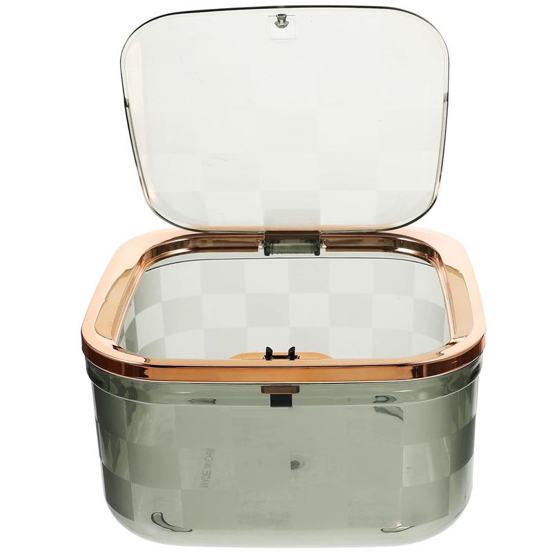 Garbage Bucket with Lid, Mini Desktop Trash Can for Home and Office, Jade Green Plastic Waste Bin for Kitchen, Bathroom, Living Room Use - Image 1