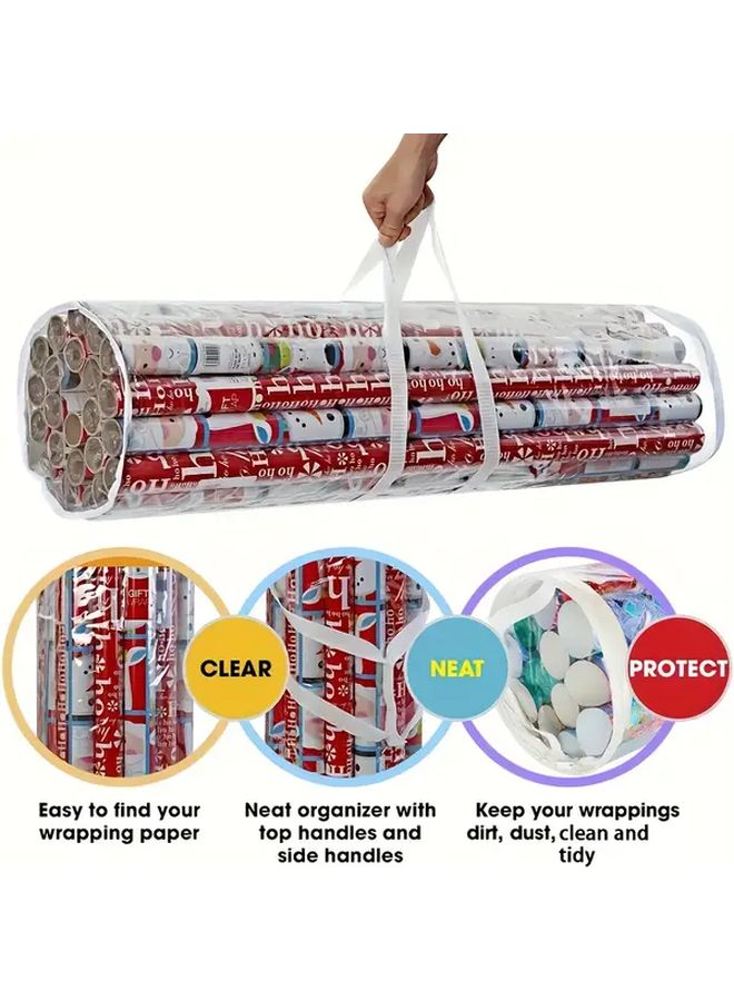 كيس تخزين ورق تغليف الهدايا الأسود من PVC مع مقابض معززة بسحاب - Image 5
