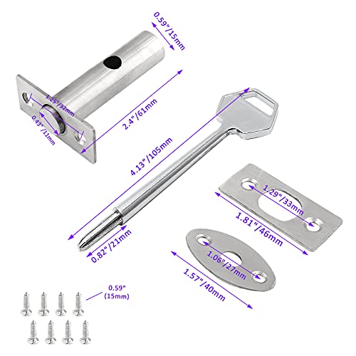 LDEXIN Stainless Steel Hidden Manager Tubewell Key Mortise Lock Hardware with Screw for Door, Key Length 4.13" / 105mm - Image 2