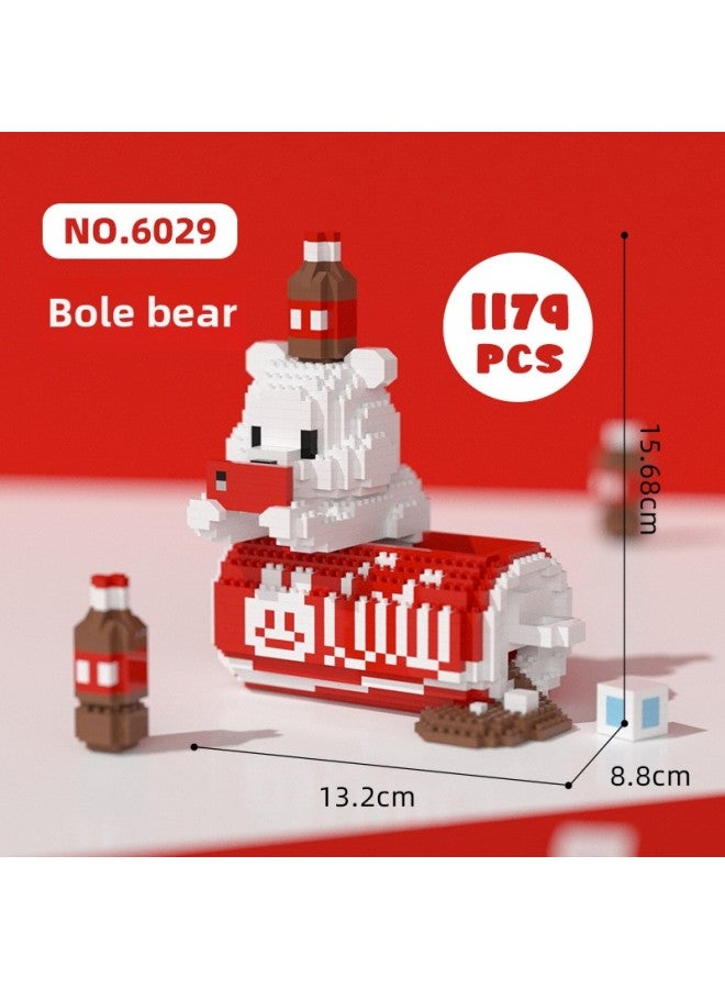 Compatible With Lego Bricks Tiny Particles Happy Fat House Cartoon Assembled Model Boys And Girls Educational Toys Wholesale-Color:Happy Fat House 6029 Kola Polo Bear (1179PCs)  - Image 2