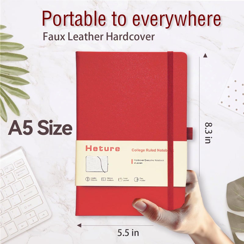 Heture 8 Pack Lined Journal Notebooks, A5 Hardcover Notebooks, 5.5 x 8.3 inch, 100GSM,160 Pages, Classic College Ruled Notebooks for Writing/Work/Travel/College (Assorted Color) - Image 3