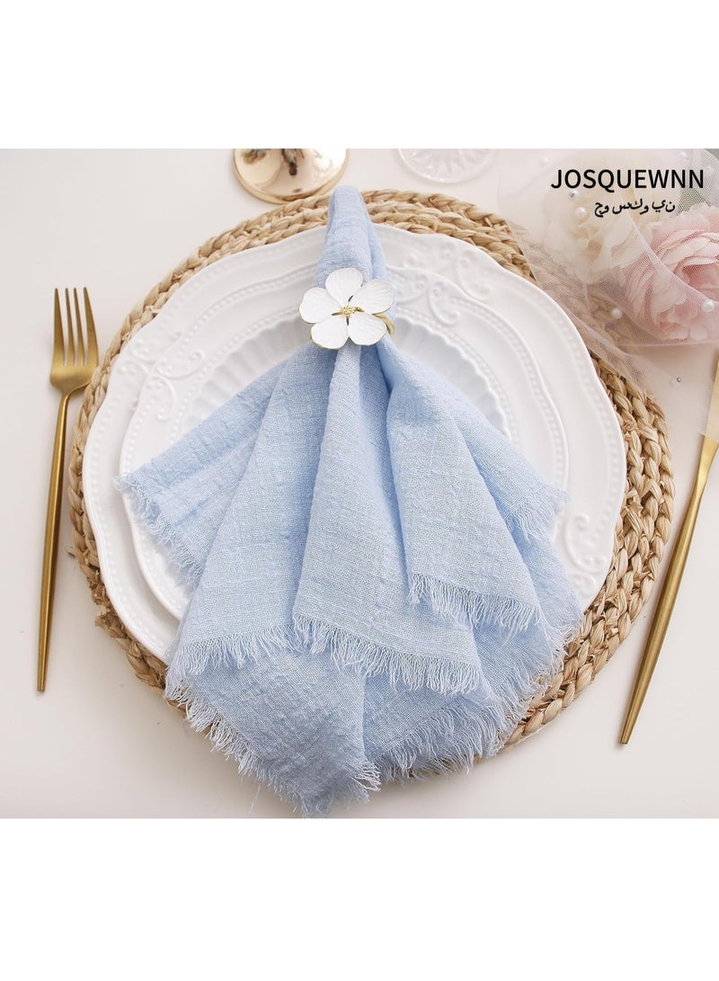 جوسكوين مجموعة فوط مائدة قماشية بشرائط، مجموعة من 10 فوط، قطن ناعم 100%، شاش قابل للغسل لعيد الفصح و الربيع، للمناسبات و حفلات الزفاف و حفلات العشاء، مناسبة لإعدادات المائدة الغربية و الكافيهات، التجمعات العائلية، و الولائم الأنيقة. المقاس 32 × 32 سم، لون أزرق فاتح. - Image 1