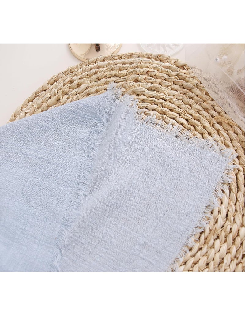 جوسكوين مجموعة فوط مائدة قماشية بشرائط، مجموعة من 10 فوط، قطن ناعم 100%، شاش قابل للغسل لعيد الفصح و الربيع، للمناسبات و حفلات الزفاف و حفلات العشاء، مناسبة لإعدادات المائدة الغربية و الكافيهات، التجمعات العائلية، و الولائم الأنيقة. المقاس 32 × 32 سم، لون أزرق فاتح. - Image 5