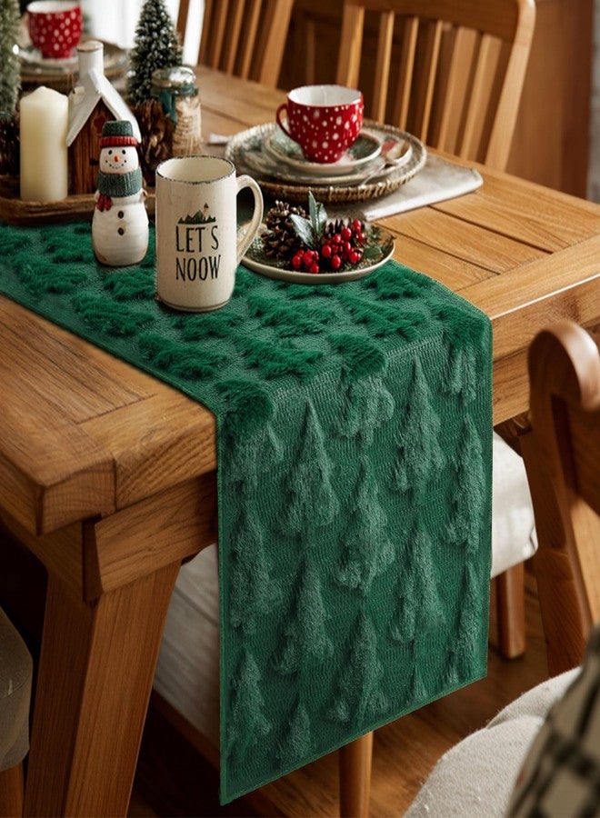 PRRPRR Christmas Table Runners 13x72 Inch, Christmas Trees Table Decorations for Kitchen Dinning, Indoor Outdoor Dinner Party Decor (Green) - Image 1