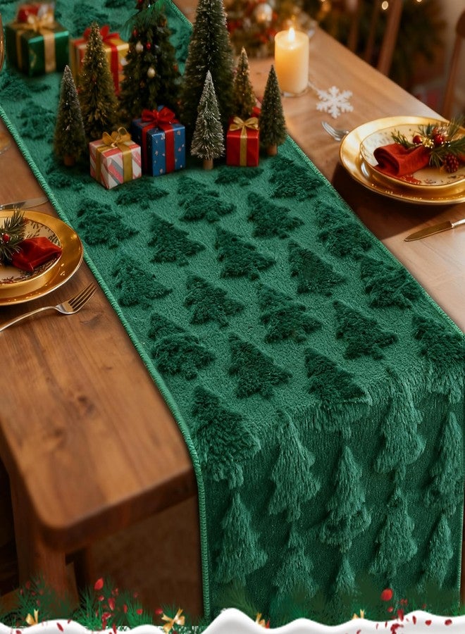 PRRPRR Christmas Table Runners 13x72 Inch, Christmas Trees Table Decorations for Kitchen Dinning, Indoor Outdoor Dinner Party Decor (Green) - Image 4