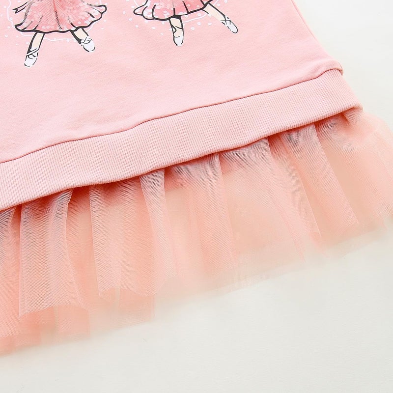 Bumeex Baby Girls Sweatshirts Clothes Outfits Cotton Cute Long Sleeve Pullover Casual Shirt With Tulle Hem Tops Outfits Tunic Clothing for Daily School Playwear Pink Ballerina Mouse 2t - Image 4