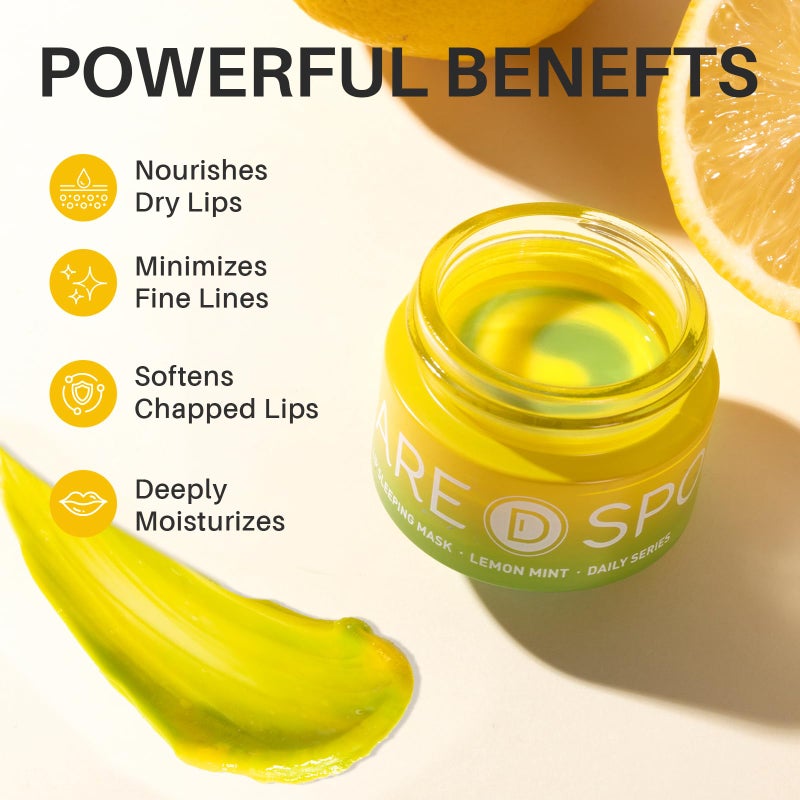 SPODARE Lip Mask, Hydrating Overnight Lip Sleeping Mask, Lip Moisturizer for Dry Cracked Lips Care, Dual-Color Lips Balm for Nourishing and Softening Lips, Minimizes Fine Lines - Lemon Mint - Image 4