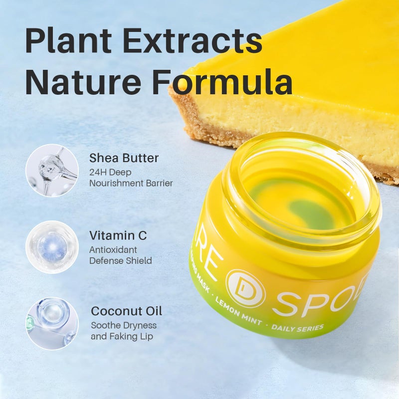 SPODARE Lip Mask, Hydrating Overnight Lip Sleeping Mask, Lip Moisturizer for Dry Cracked Lips Care, Dual-Color Lips Balm for Nourishing and Softening Lips, Minimizes Fine Lines - Lemon Mint - Image 2