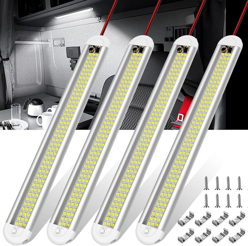 CT CAPETRONIX 12v LED Interior Light Bar， 120LEDs 1500LM 8W DC 12 Volt led Strip Lights with ON/Off Switch，for Enclosed Cargo Trailer, Car RV Van Truck Lorry Camper Boat Caravan Motorhome (4Pack) - Image 1