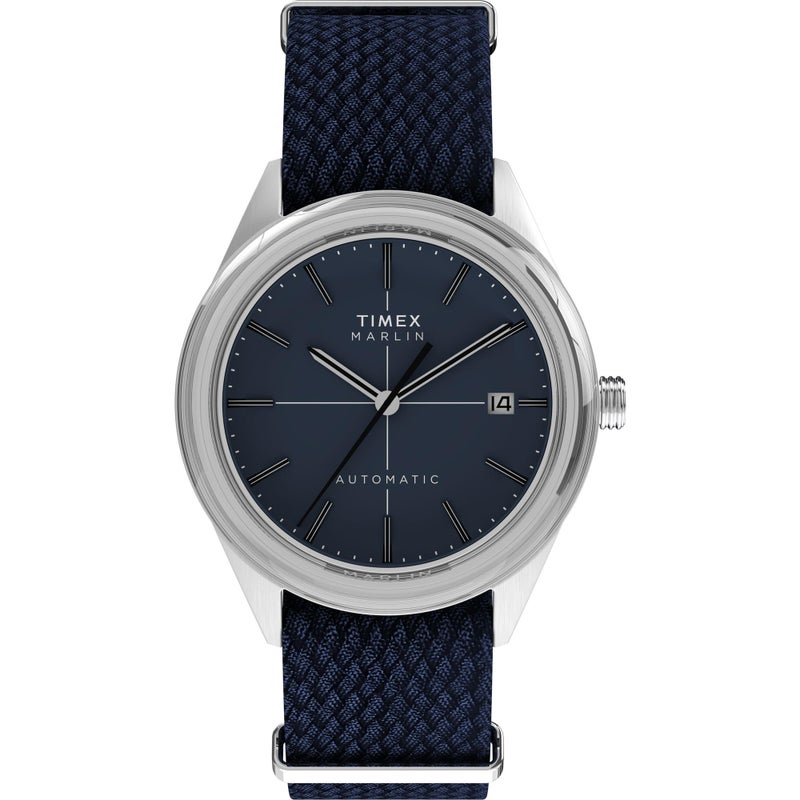 TIMEX ساعة تيمكس مارلين جت للرجال 38 مم بلو سليب ثرو طبقة مزدوجة، قرص أزرق، علبة من الفولاذ المقاوم للصدأ - Image 2