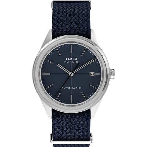 TIMEX ساعة تيمكس مارلين جت للرجال 38 مم بلو سليب ثرو طبقة مزدوجة، قرص أزرق، علبة من الفولاذ المقاوم للصدأ - Image 1