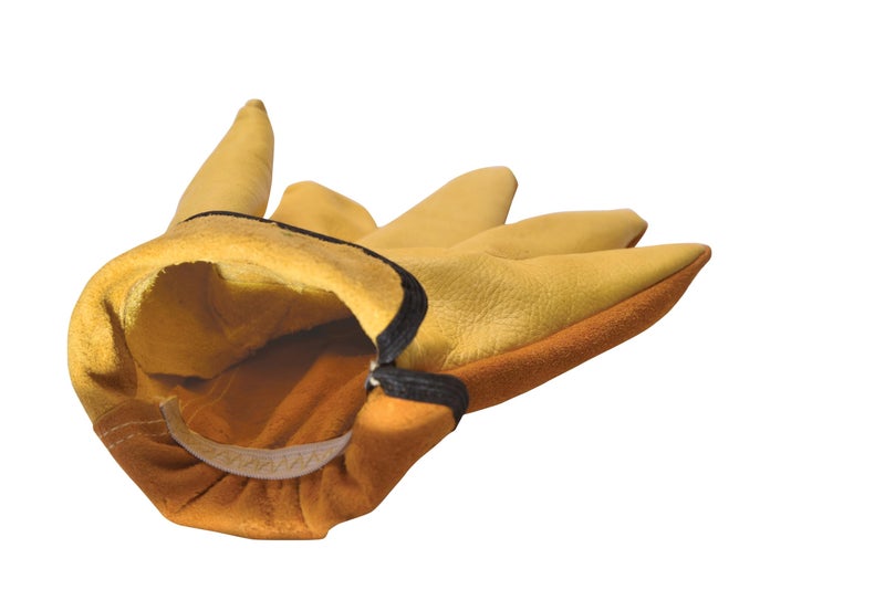KEEAN REINFORCED LEATHER WORK GLOVES FOR GARDENING FARMING HANDLING DRIVING WAREHOUSING MOTORCYCLING 10 INCHES SECURE FIT ELASTIC DURABLE SAFETY PROTECTION DUAL COLOUR - Image 3