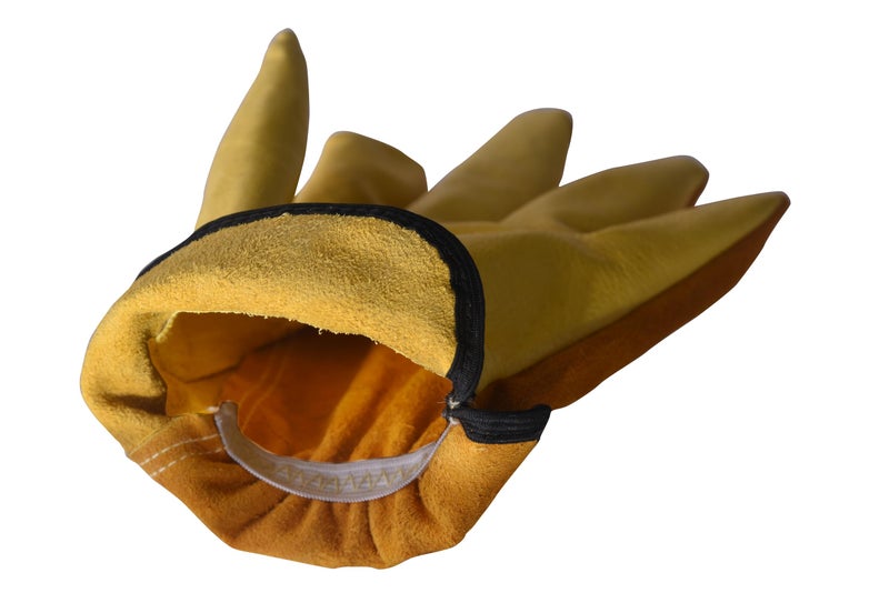 KEEAN REINFORCED LEATHER WORK GLOVES FOR GARDENING FARMING HANDLING DRIVING WAREHOUSING MOTORCYCLING 10 INCHES SECURE FIT ELASTIC DURABLE SAFETY PROTECTION DUAL COLOUR - Image 4