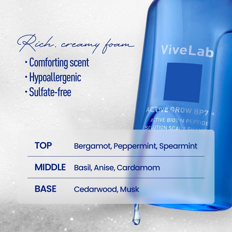 ViveLab Biotin Peptide Hair Regrowth Shampoo for Hair Loss, Thinning and Damged. Promotes Thick, Volume and Strengthen Hair. 18.59 fl oz. - Image 5