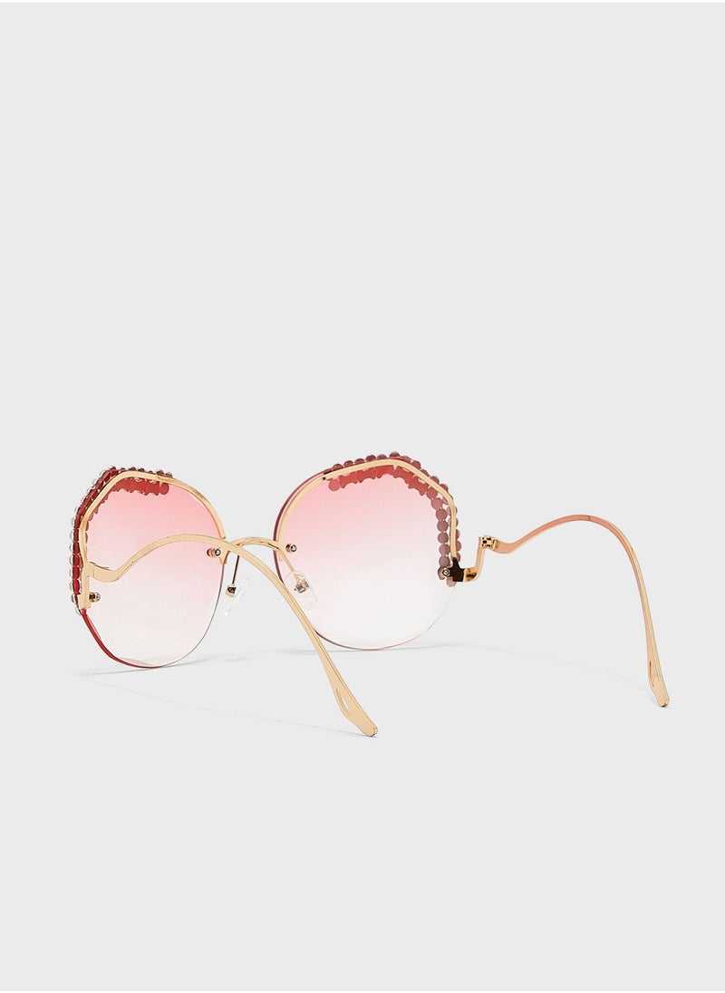 ELLA - Diamante Trim Len Sunglasses - Image 1