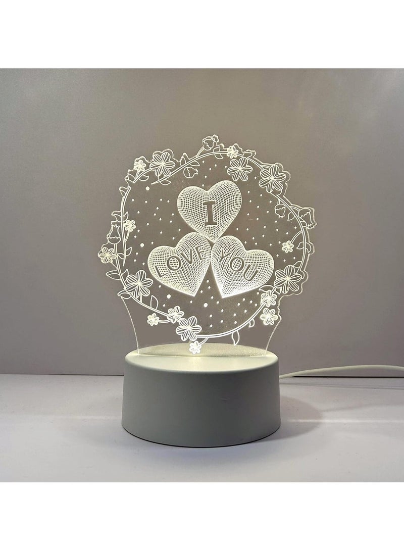 White LED I Love You Lamp Romantic Illuminated Decor - Image 1