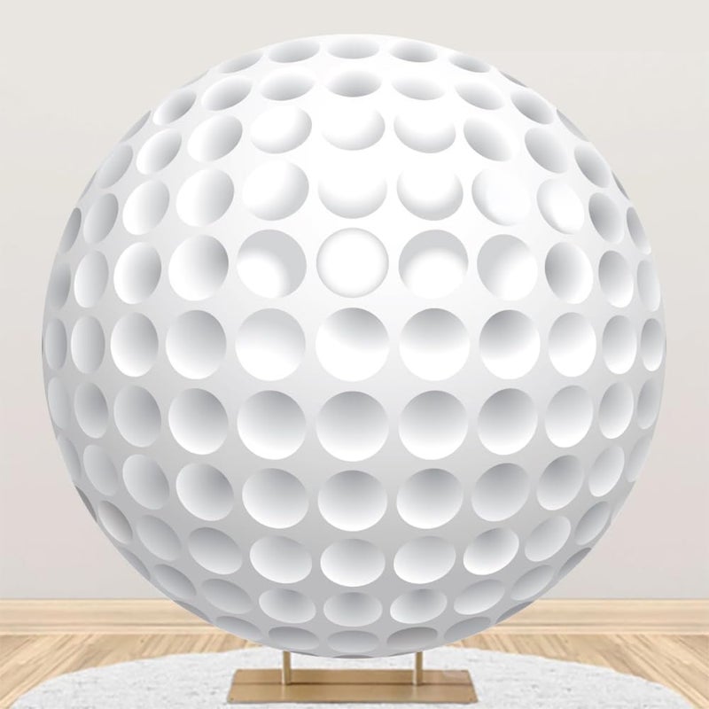 Laeacco 72x72ft Golf Theme Round Backdrop White Golf Ball Circle Backdrop Cover Golf Sports Themed Birthday Photo Background for Men Women Birthday Sports Match Games Club Party Portrait Booth Props - Image 2