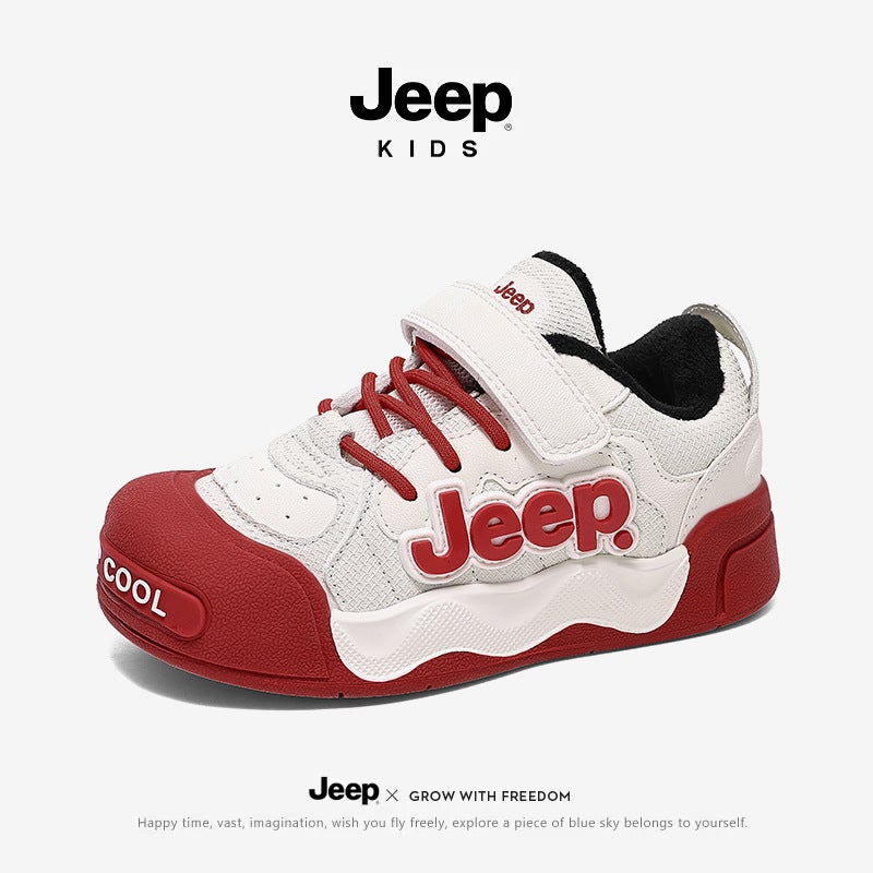 Jeep Boys' Cotton Shoes Sneakers With Fleece Lining For Older Children, Non-Slip Girls' Winter Children'S Sneakers - Image 1