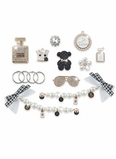 KASTWAVE Fashion Rhinestone Shoe Charms, 14 Pcs Gleaming Pearl Chains with Bows Shoe Charms lovely little bear Jewelry Accessories Decoration for Girls Women Party Favors Birthday Gifts  - Image 1