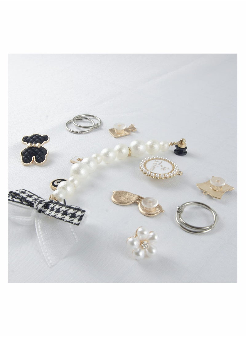 KASTWAVE Fashion Rhinestone Shoe Charms, 14 Pcs Gleaming Pearl Chains with Bows Shoe Charms lovely little bear Jewelry Accessories Decoration for Girls Women Party Favors Birthday Gifts  - Image 3