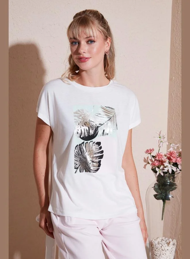 Lela Lela Printed Crew Neck Regular Fit T-Shirt Women's T-Shirt 6671004