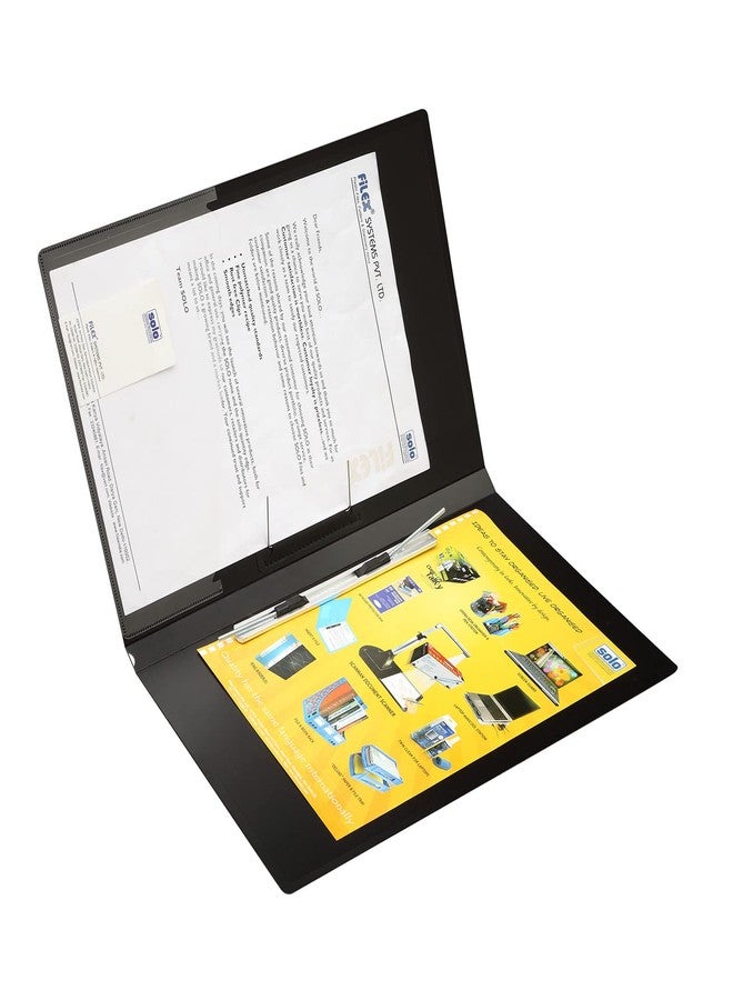 سولو ملف سولو سبرينغ كوبرا - مقاس FC | يتسع لما يصل إلى 180 ورقة مع زنبرك وشوكات مزدوجة، ومشبك ذراع إضافي وجيب شفاف | مصنوع من البولي بورد المتين مع مشبك ألومنيوم مميز للاستخدام مدى الحياة - Image 2