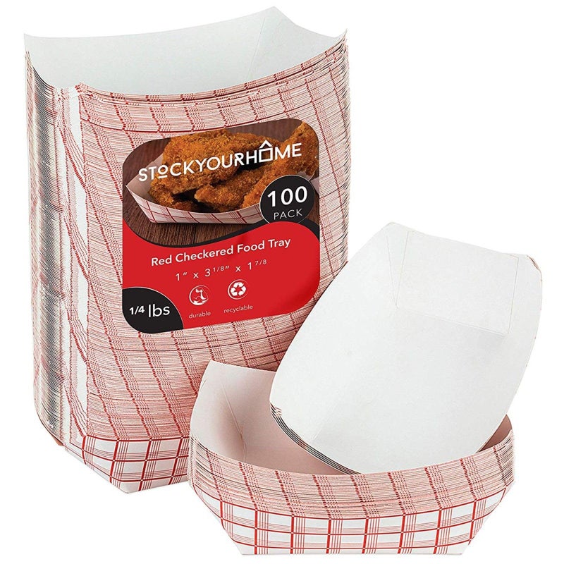 Stock Your Home Mini Tiny Paper Food Boats 100 Pack 25 Lb Disposable Red  White Checkered Paper Food Trays Eco Friendly Paper Food Trays Serving Boats for Concession Food  Condiments Condiment Size 3 x 1