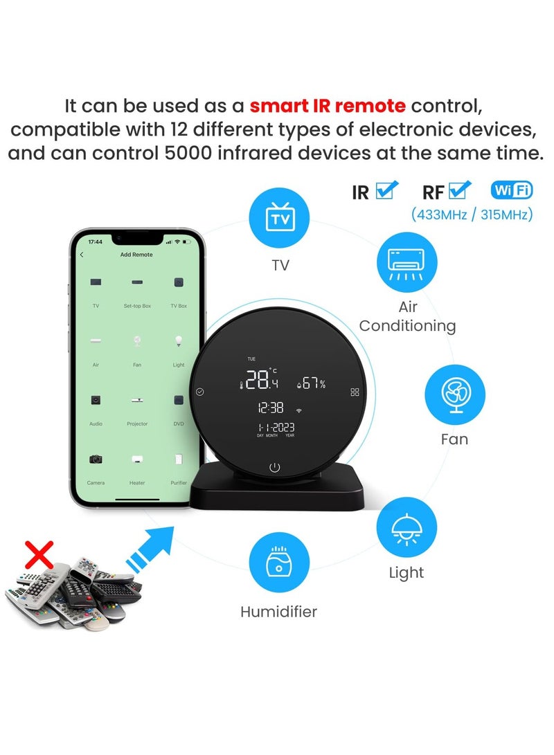 SYOSI Smart WiFi Indoor Thermometer Hygrometer Temperature Humidity Sensor with IR Remote Control LCD Display Remote Monitoring Compatible with Tuya App Remote Control and Alexa Google Assistant - Image 4